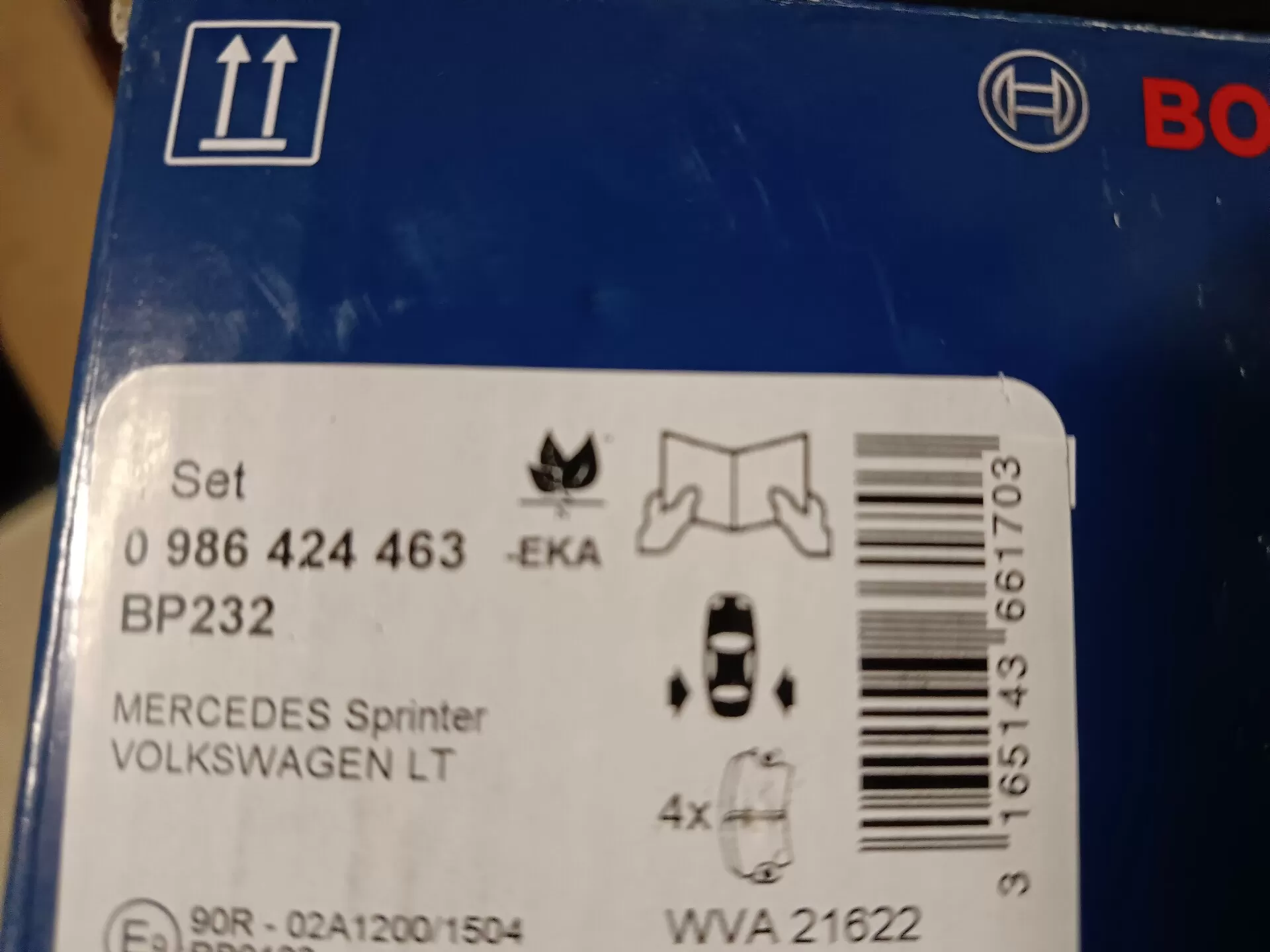 комплект колодок тормозных 0986424463